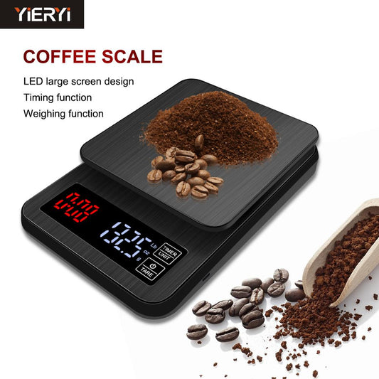 yieryi LCD Digital Electronic Drip Coffee Scale with Timer 3kg 5kg 0.1g Digital coffee weight Household Drip Scale Timer