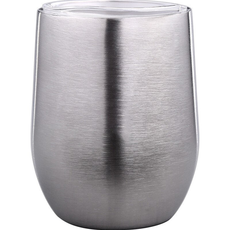 Stainless Steel Water Cup 304 Cup Office Small Tea Container Anti-Fall with Cover Double-Layer Anti-Scald Handy Coffee Cup Tea C