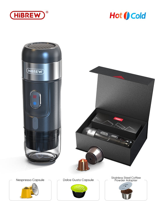 HiBREW Portable Coffee Machine for Car &amp; Home,DC12V  Expresso Coffee Maker Fit Nexpresso Dolce  Pod Capsule  Coffee Powder H4A