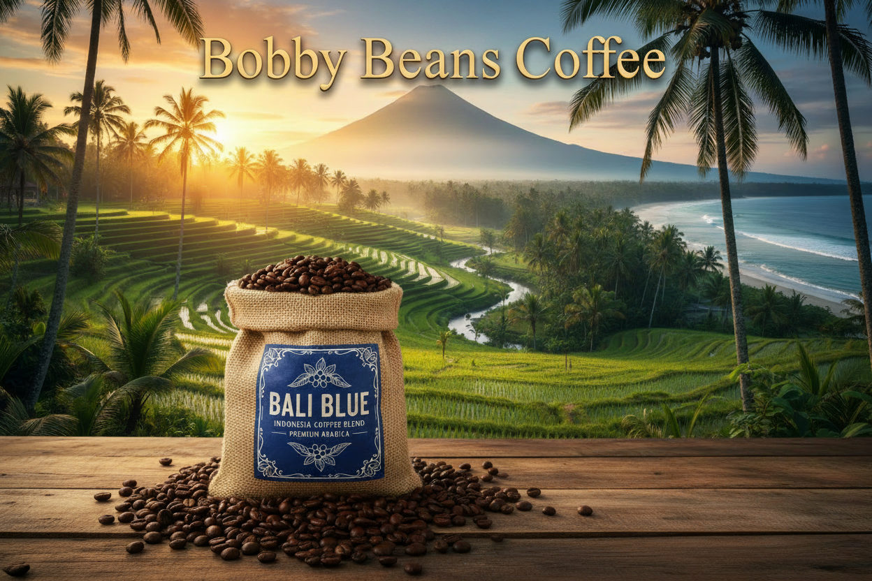 Bali Blue Indonesia Coffee Ad with Branding